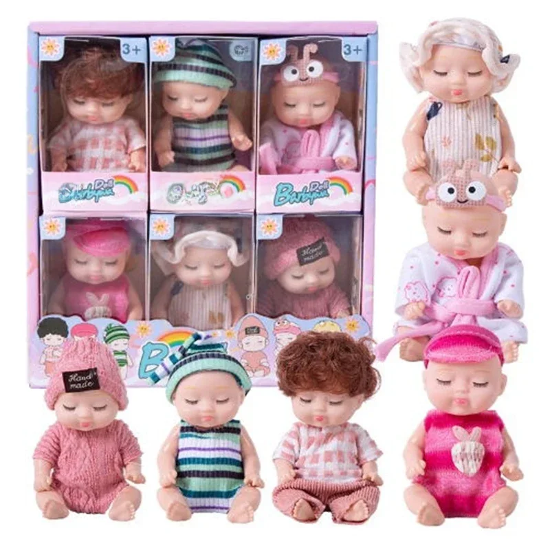 6/8 sztuk zestaw śpiące Mini lalki dla dzieci Reborn realistyczne śliczne urocze lalki z motylem krokodyl słonecznikowe stroje zestaw Giftb — zdjęcie 2