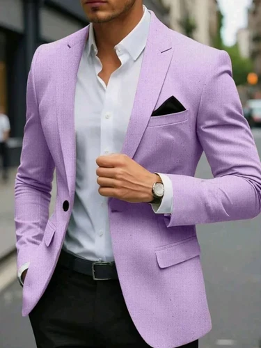 Imagen 2 del producto Chaqueta Blazer para hombre Blazer Moda Casual Blazer de color sólido Gris caqui negro marrón Chaqueta Blazer de un solo pecho ajustada a medida