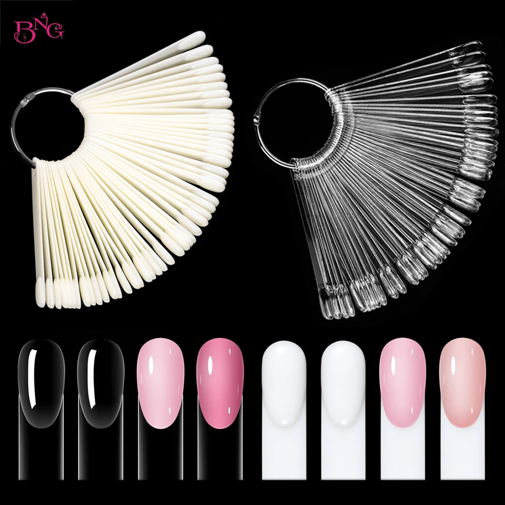 

BNG 50 шт. Прозрачные гелевые типсы для ногтей, веерные кольца, карточки для практики, палитра для накладных ногтей, аксессуары для дизайна ногтей