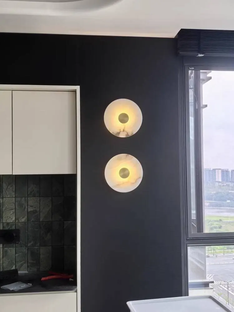 Disc Shaped Alabaster Wall Light