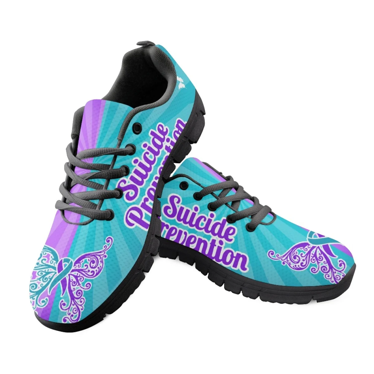 INSTANTARTS Autumn Comfort Sneakers  Autism Awareness Aids Butterflies Design Lightweight Lace-up Flat Shoes Classic Sport Shoes