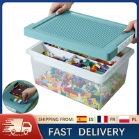 Stackable Toy Storage Box with Building Block Lid Removable Tray Organizer for Kids Lego Bricks Dolls Books Clothes Container