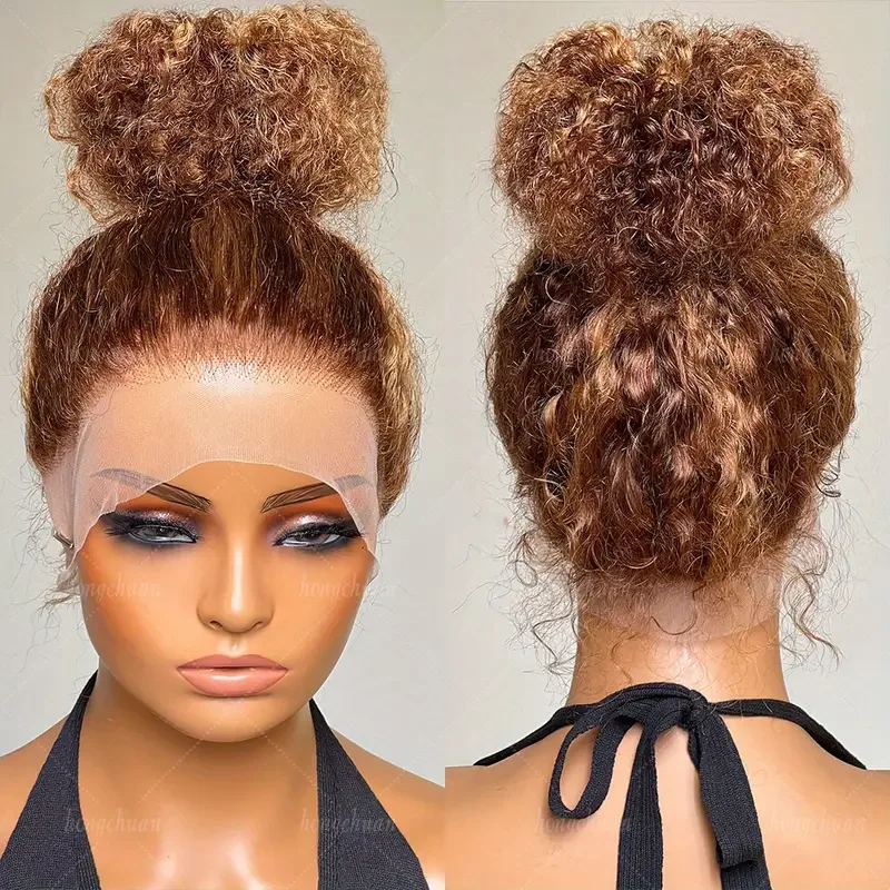 Peluca de encaje completo 360, cabello humano de calidad superior, 250% estilo rizado profundo, línea de cabello Natural prearrancada, onda rizada elegante para mujeres