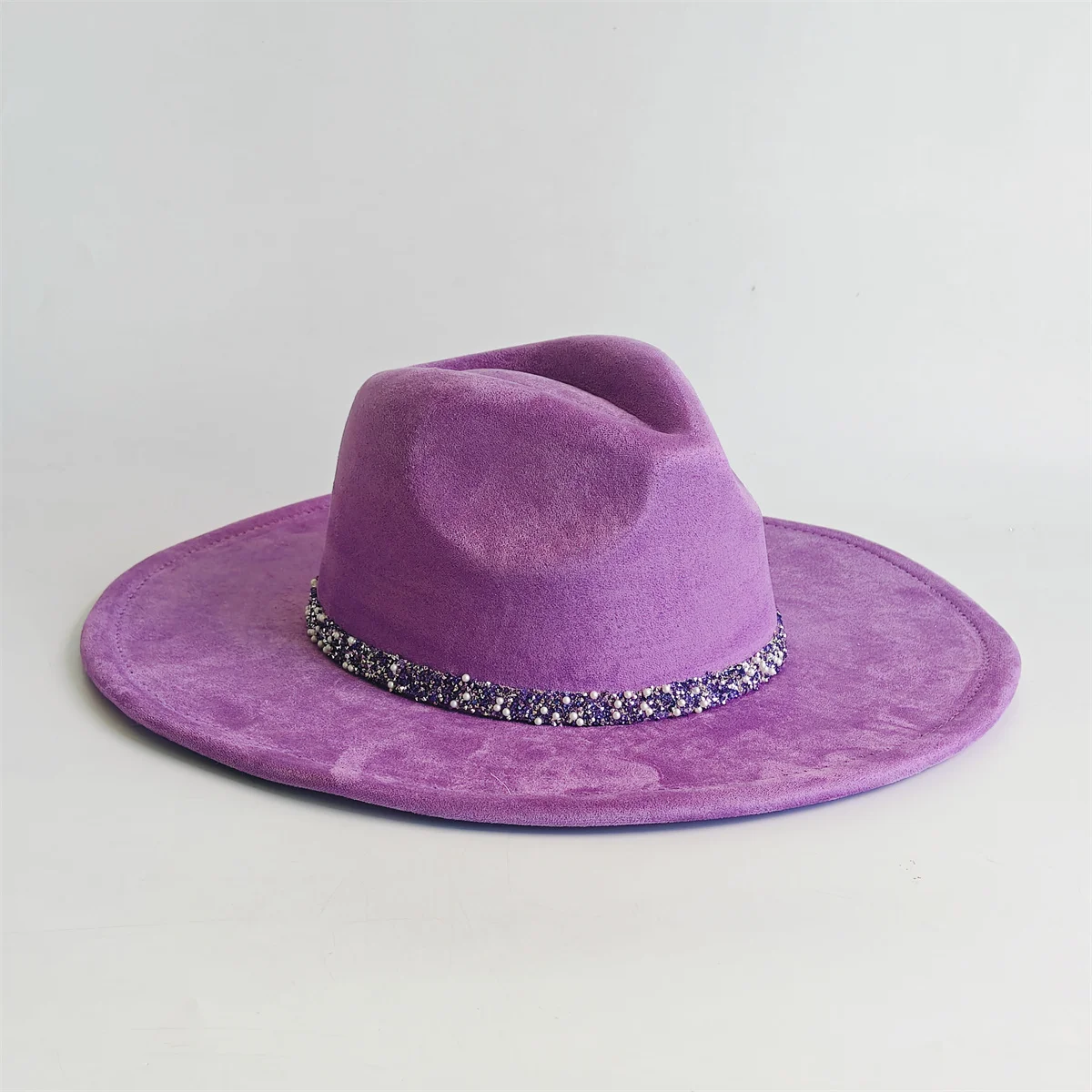 حجر الراين الشتاء الجلد المدبوغ واسعة الحواف قبعة فيدورا للنساء والرجال الكنيسة الجاز قبعة بنما ورأى قبعة قبعة الزفاف بالجملة #2