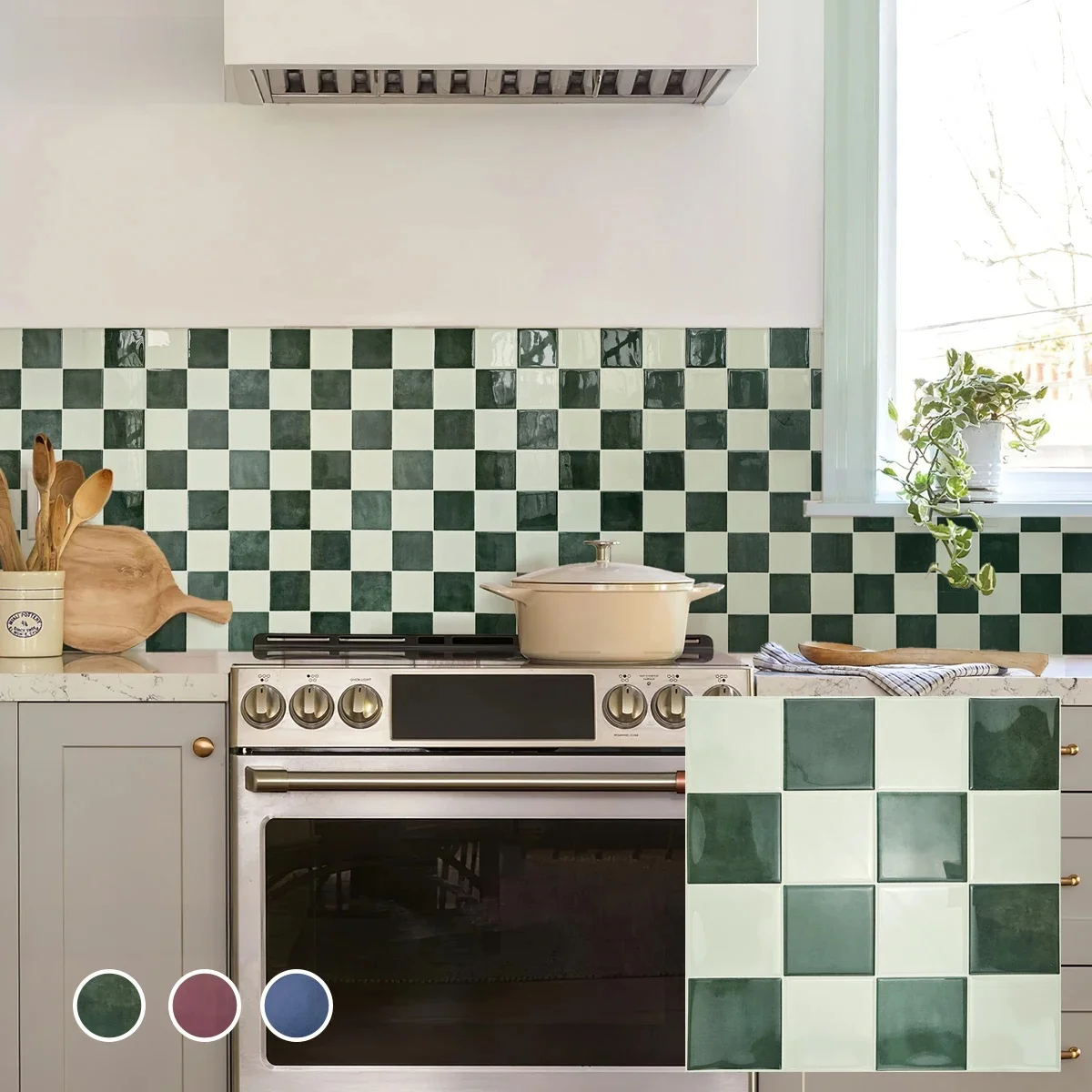 10/30 PC 3D Mozaïek Stijl Zelfklevende Wandtegel Keuken Backsplash Geschikt voor Keuken Wanddecoratie Vierkant 10,5" x 10,5" - afbeelding 2