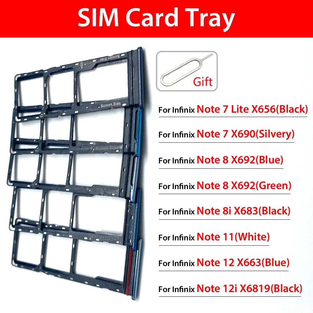 10 Peças de Adaptador de Slot para Cartão SIM para Infinix Note 7 Lite X656/Note 7 X690/Note 8 X692/Note 8i X683/Note 11