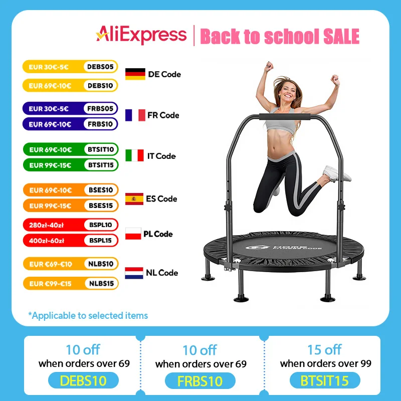 Foldable Mini Fitness Indoor Exercise Workout Rebounder Sport Trampoline with Handle for Indoor/Outdoor Fitness Body Exercise