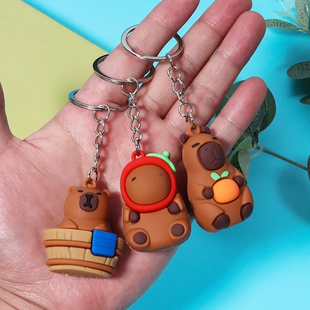 AliExpress Cute Capybara Keychain Doll Capibala Pendant Cycling Backpack Key Mobile Phone Pendant Accessories Ugly Cute Pvc Soft Rubber