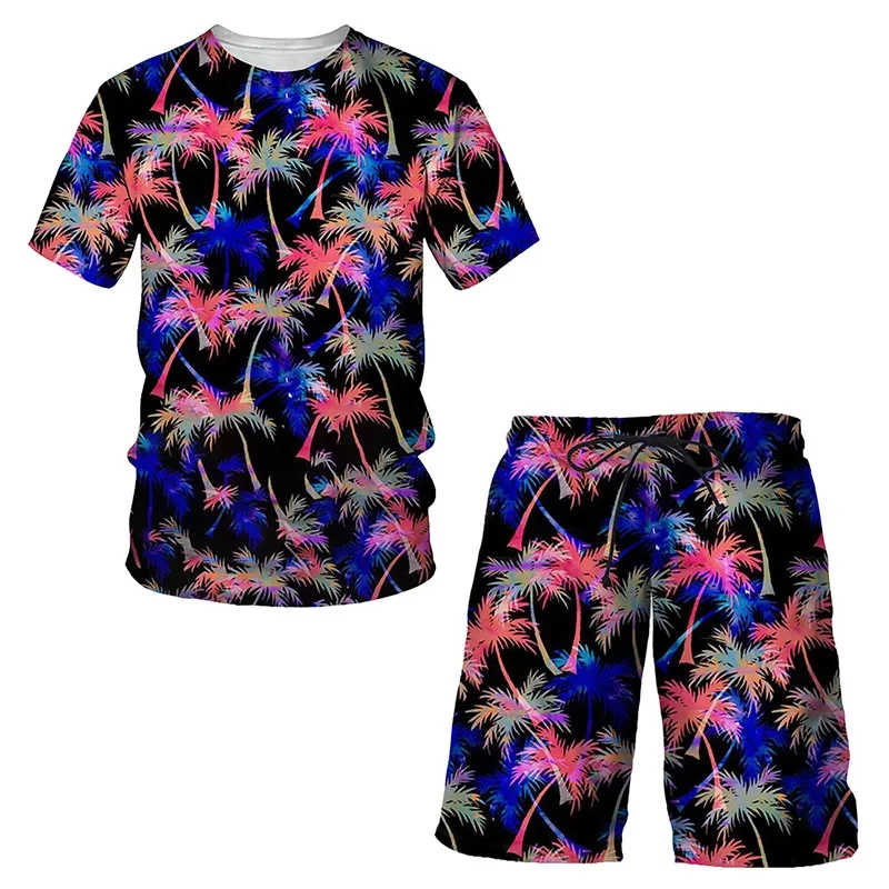 Hawaiiaans Heren Trainingspak Fruit Plant 3d Print T-Shirt Shorts Sets 2 Stuks Streetwear Oversized Sportkleding Strandpakken Kleding