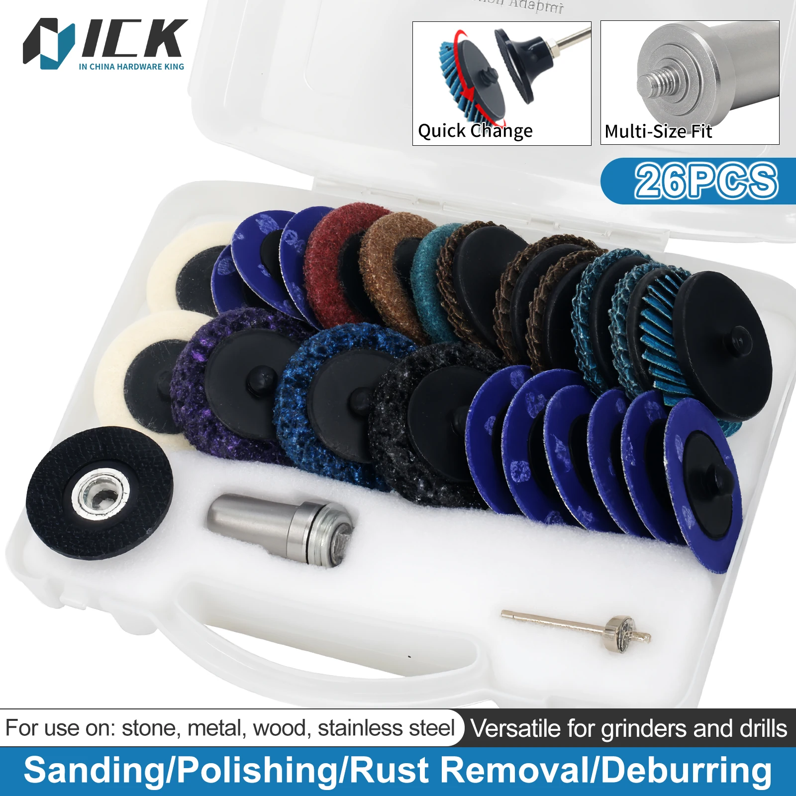 Rapid Swap Sanding & Polishing Disc Kit Fits Drill M14 Angle Grinder Milwaukee Dewalt for Sanding Rust Removal and Polishing
