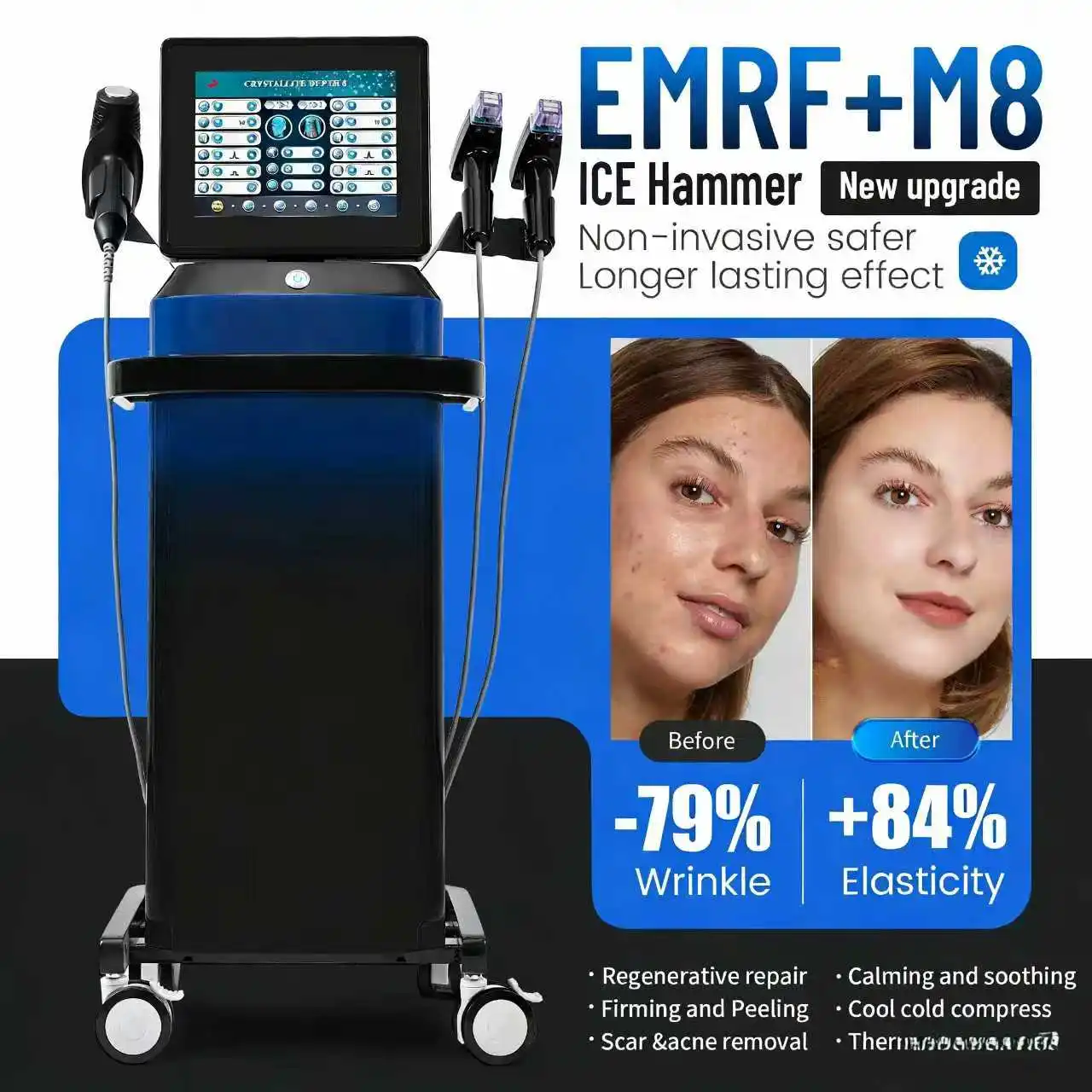 2026 Multifunctional Vertical Crystallite 3 In 1 Facial Beauty Machine Deep Nourishing Firming Fine Line Caring Device