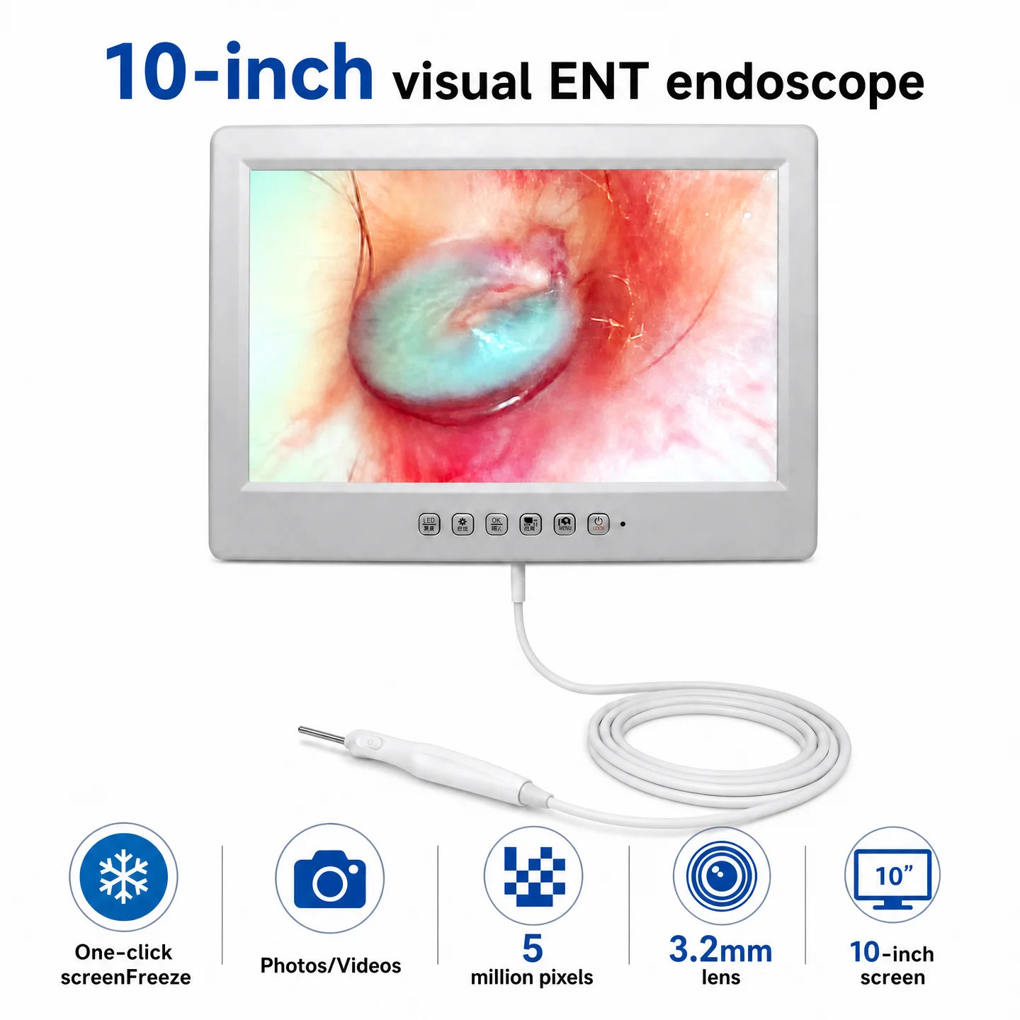 Endoscope Equipment HD Visual Ear Cleaning Instrument Smart Device Camera 3.2mm 10 Inch Ear Pick Otoscope Inspection Tools