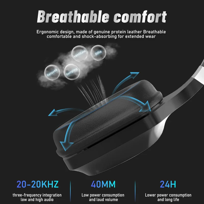 Bluetooth Wireless Headphones with Microphone Waterproof Sports Headband Headset PS4 PC Gaming Headset Headphones 3.5 USB Jack