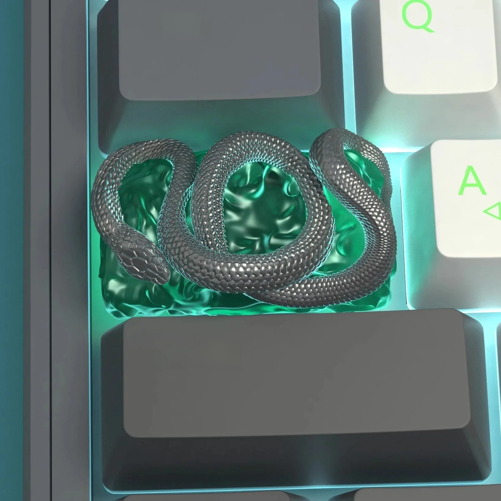 Motyw zielonego węża klawiatura mechaniczna żywica Keycap 1.75u Keycap DIY spersonalizowane światłoprzewodzące Keycap akcesoria do klawiatury — zdjęcie produktu 6