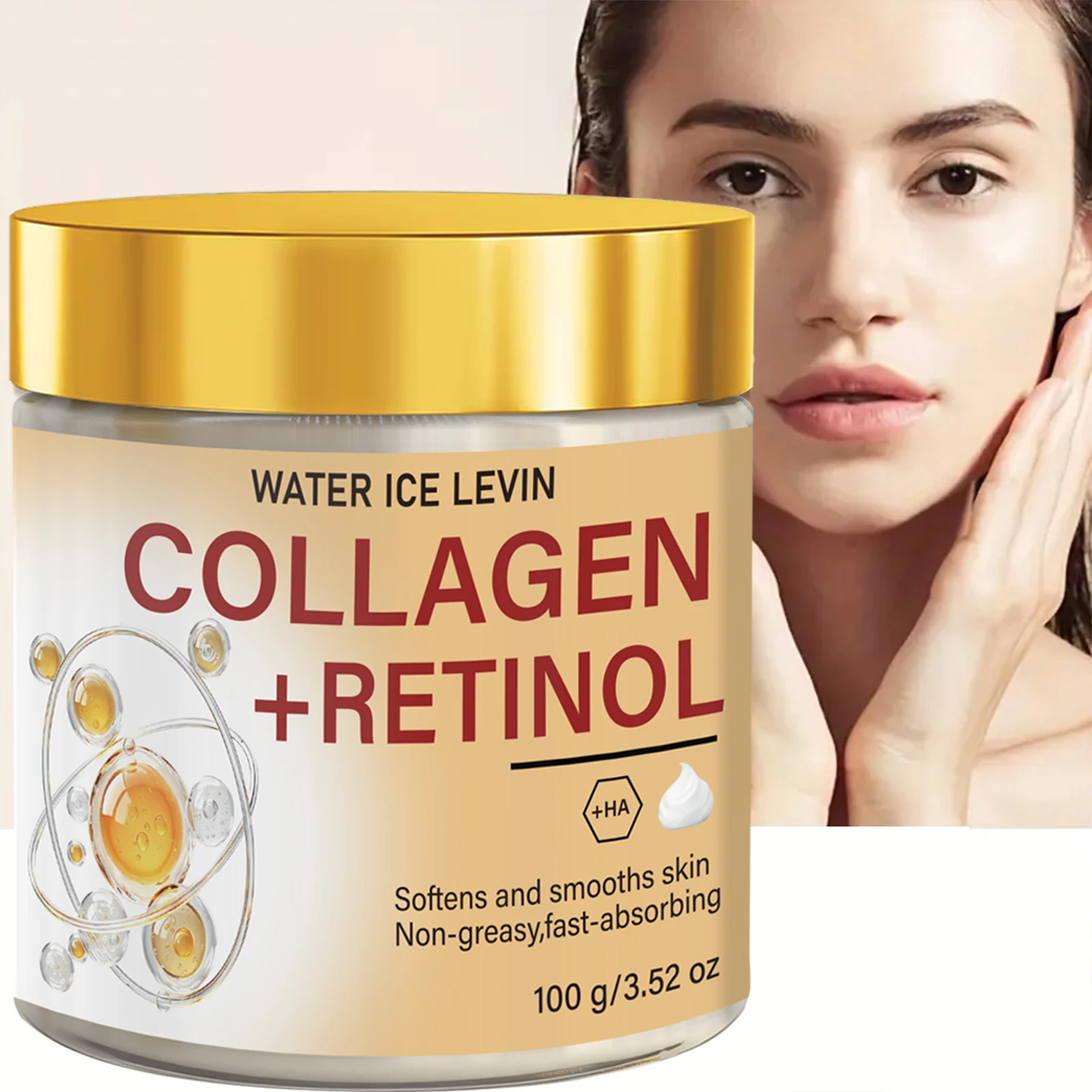 WATER ICE LEVIN 100g Collagen Retinol Facial Cream Hyaluronic Acid Niacinamide Gentle Hydrating Daily Face Beauty Skin Care
