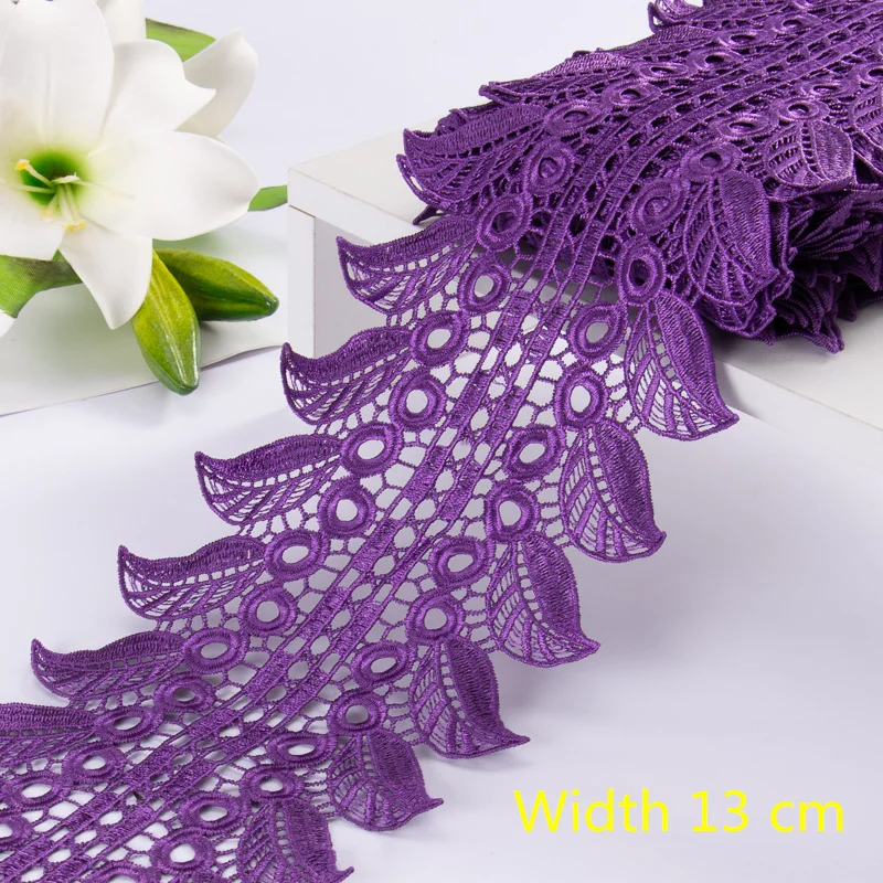 1Yards African Lace Trim For Clothing Accessories DIY Lace Ribbon Embroidered Parches for Wedding Dress Decoration Lace LA1013