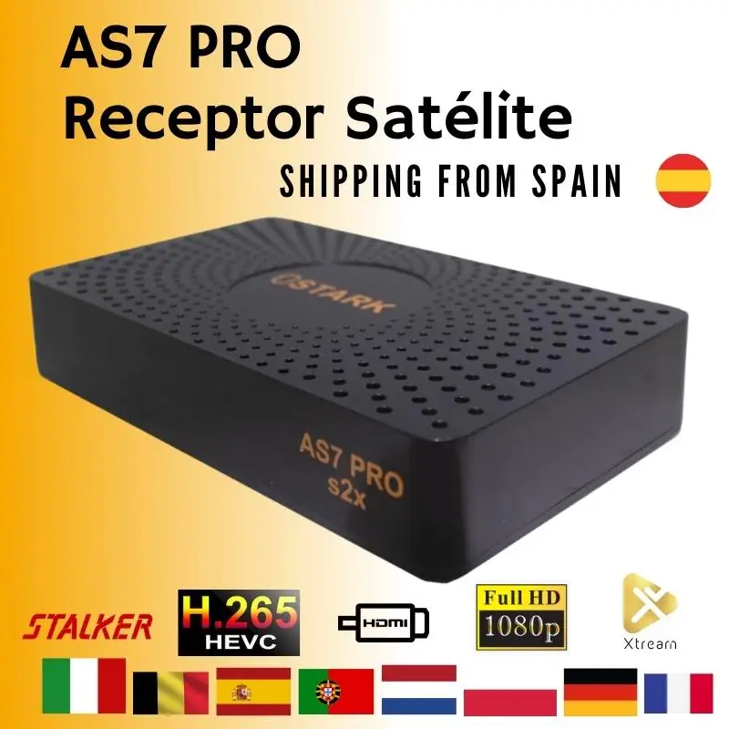 ¡Oferta! OSTARK-receptor de satélite AS7 PRO, DVB S/S2/S2X, T2MI, 256 HEVC, wifi incluido, XTREAM, STALKER, Full HD 1080p, envío desde España a toda Europa support cccam newcam xtream