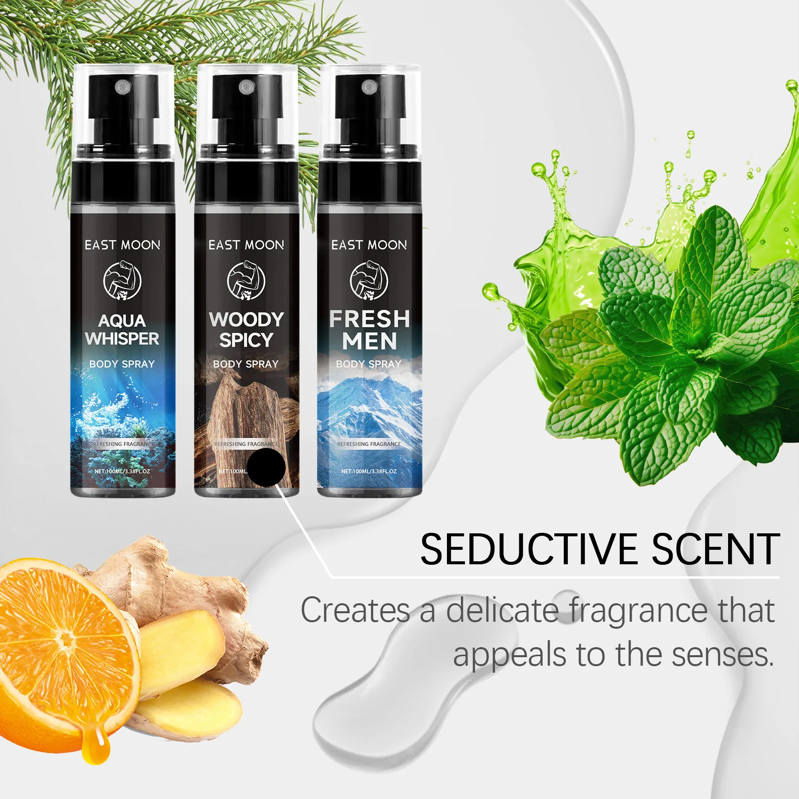 East Moon 100 مللي رذاذ عطر رجالي من خشب الصندل مزيل عرق يدوم طويلاً رائحة منعشة لرائحة الجسم إزالة رذاذ عطر الرجل #4