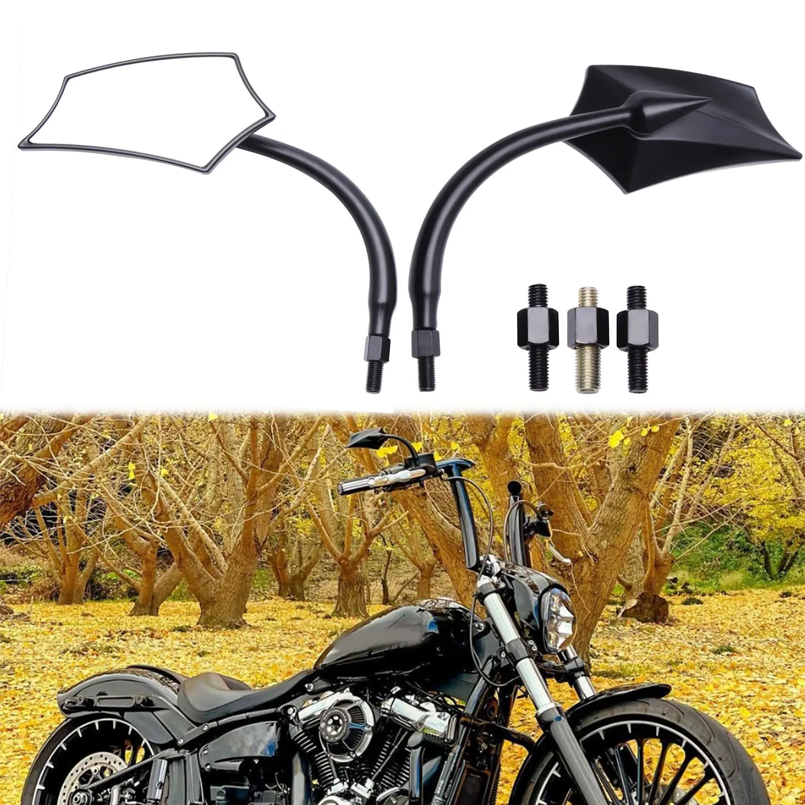 Motorcycle Black M8 M10 Motorcycle Mirror Rear View Black Compatible with Street Bike Sports Bike Chopper Cruiser Touring，Suzuki