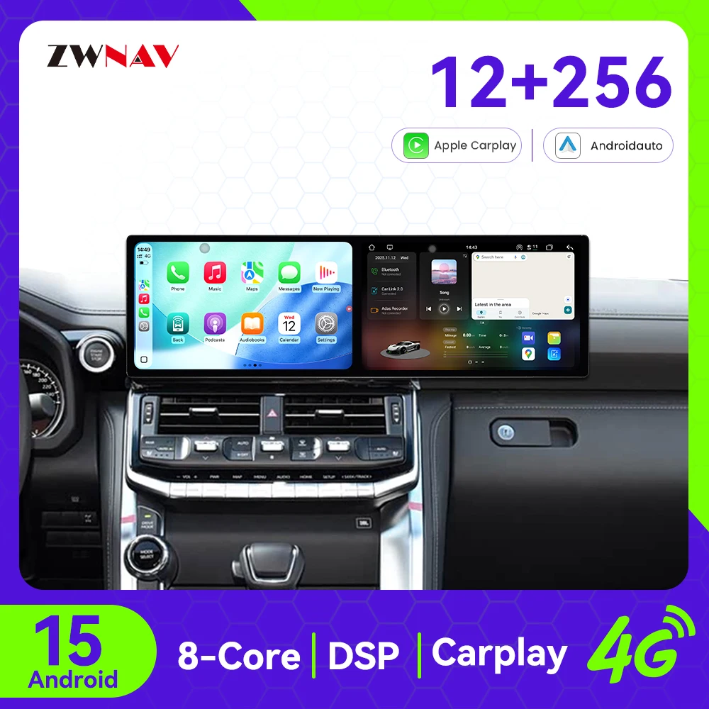 ZWNAV Android 15 Car Radio For Toyota Land Cruiser 2022 Wireless CarPlay Android Auto DSP Sound GPS Navigation Fast Boot