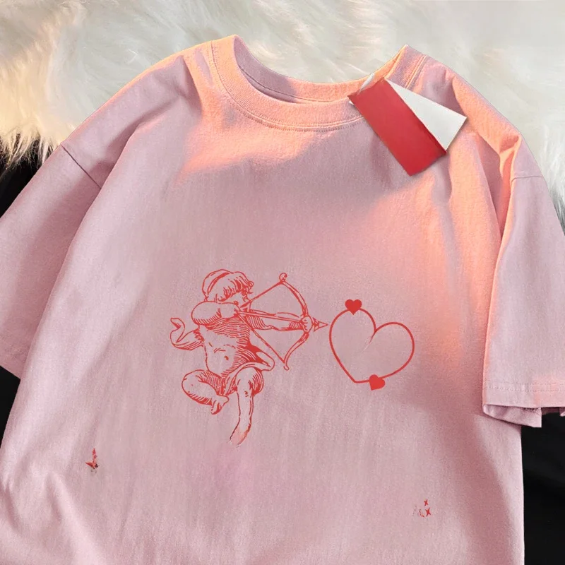 Self Love Club Fun Cupid Mężczyźni Kobiety T Shirty Oddychające Street Tee Odzież Bawełniana Letnia Moda Luźna Casualowa Oversize T Shirt — zdjęcie 2