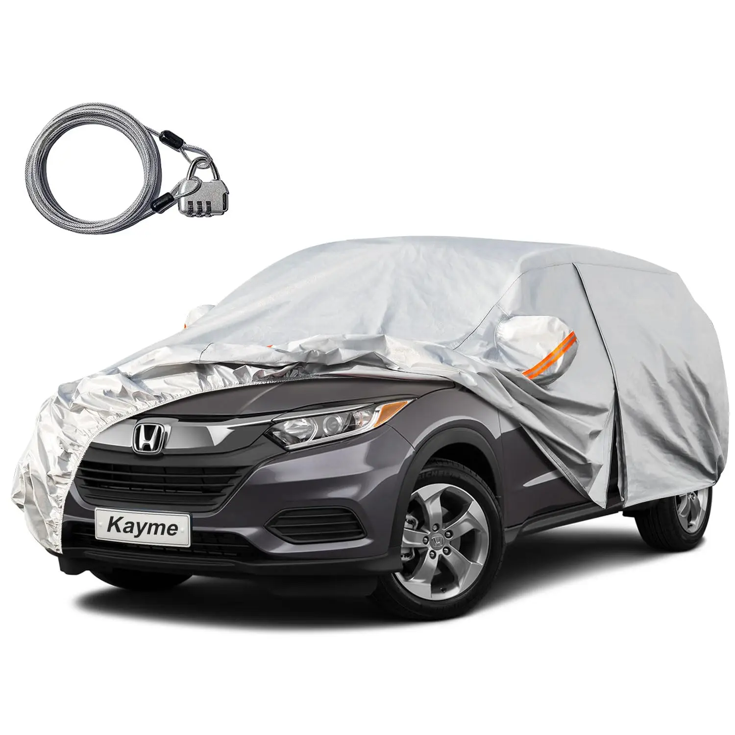 

Kayme All Weather Waterproof Car Cover Anti-UV Dust Rain Snow Proof with Lock Zipper Design Universal Fit Sedan SUV Hatchback