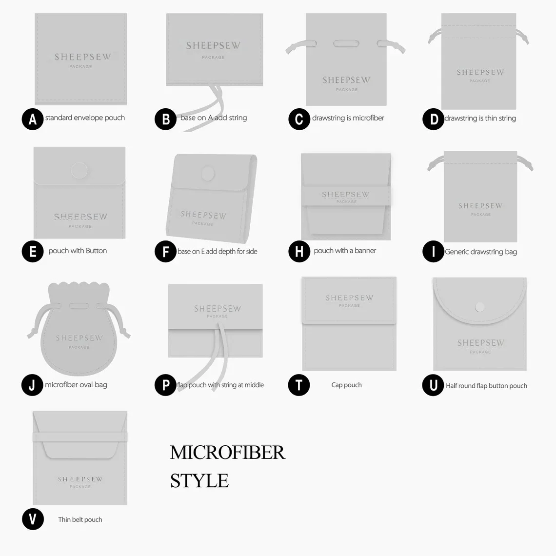 50pcs SHEEPSEW Microfiber Jewellery Envelope Pouches Custom Deboss Logo Multi Colors Jewelry Packaging Bag For Bridesmaid