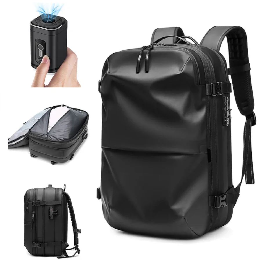 Mochila de viagem masculina compressão a vácuo 17 polegada mochila portátil negócios grande