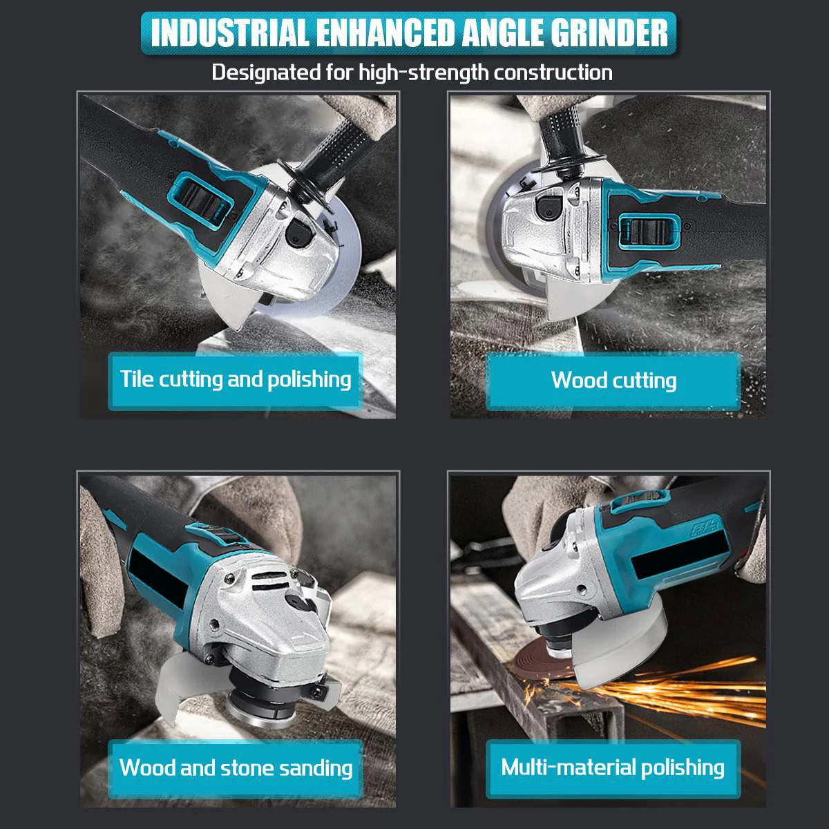 Image 5: Meuleuse d'angle sans fil 125 mm, 4 vitesses, pour le travail du bois, compatible avec batterie Makita 18V