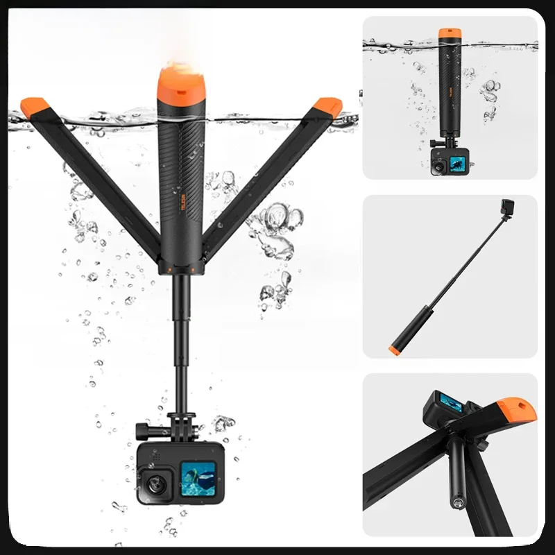 TELESIN Onderwater Drijfvermogen bar Duiken Uitschuifbare Selfie Stick Statief Voor Gopro Insta360 DJI OSMO Actie Camera Accessoires - afbeelding 2