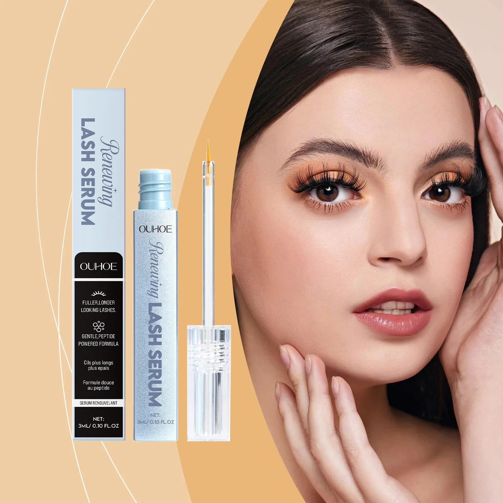 Ouhoe 3ml Eyelash Growth Serum Lengthening Eye Lash Fuller Thicker Smudge Proof Eyebrow Extension Eyelashes Enhancer Essence