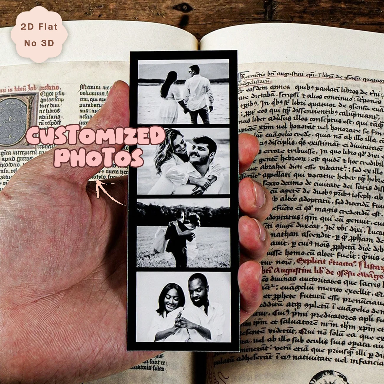 Personalized Acrylic Photo Bookmark, Custom Picture Bookmark with Your Photos, Clear Acrylic Book Mark Gift for Readers, Couples