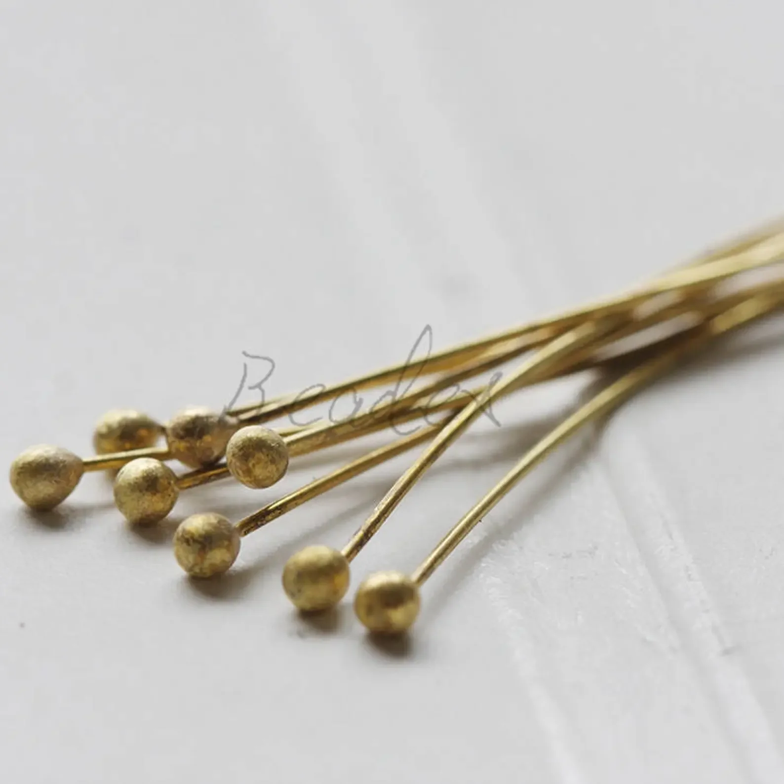 DIY Supply-100 Pieces Brass Finding Ball Pin Brass Head Pins-50x0.6mm (3451C)