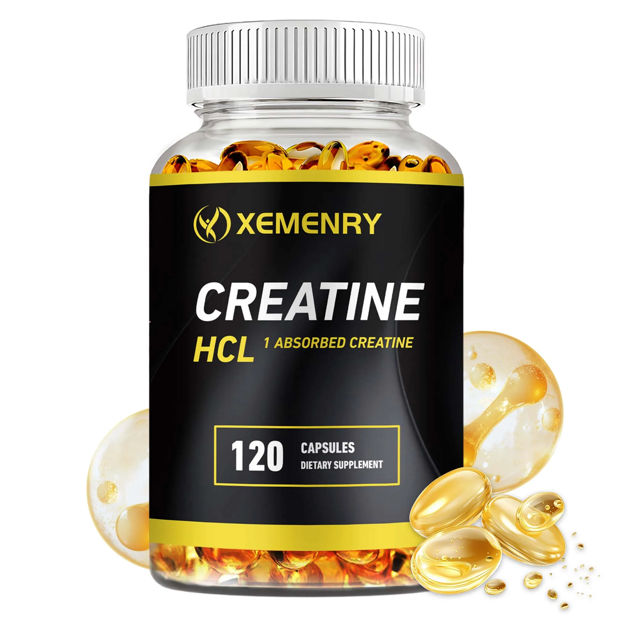 Creatine HCl - Improve Athletic Performance, Increase Strength, Energy, and Endurance - 120 Capsules