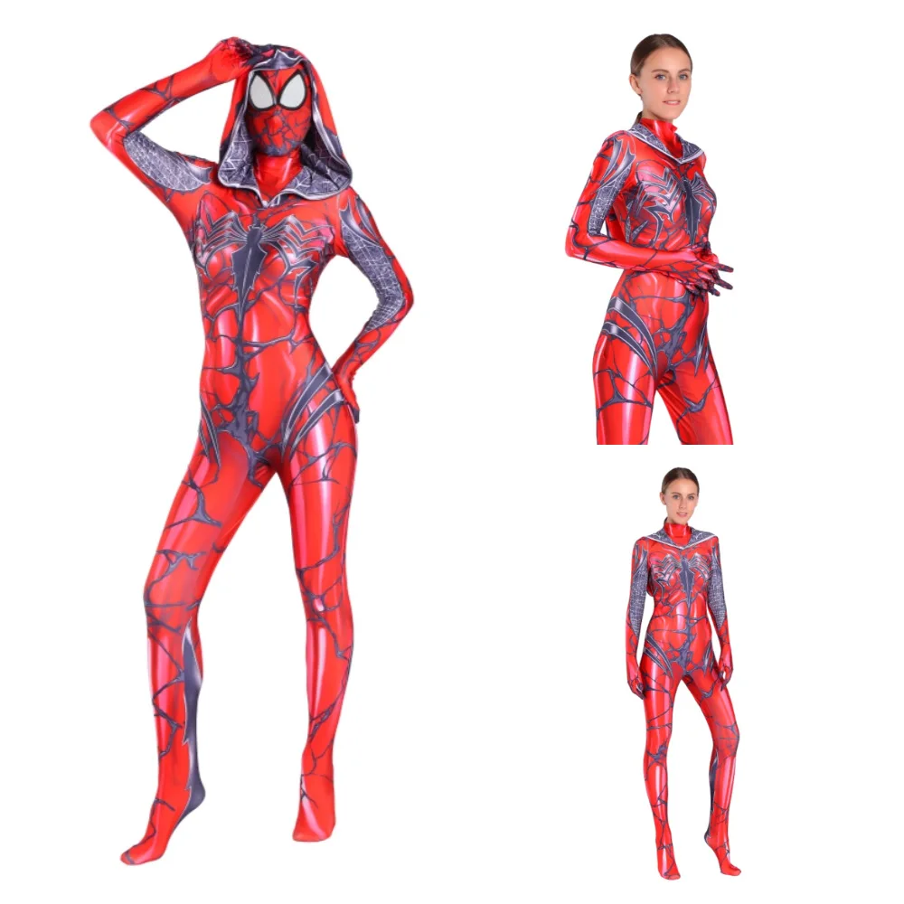 Superhero จักรวาล Spider-Gwen คอสเพลย์ SuitLycra Spandex บอดี้สูท3D สไตล์ Zentai