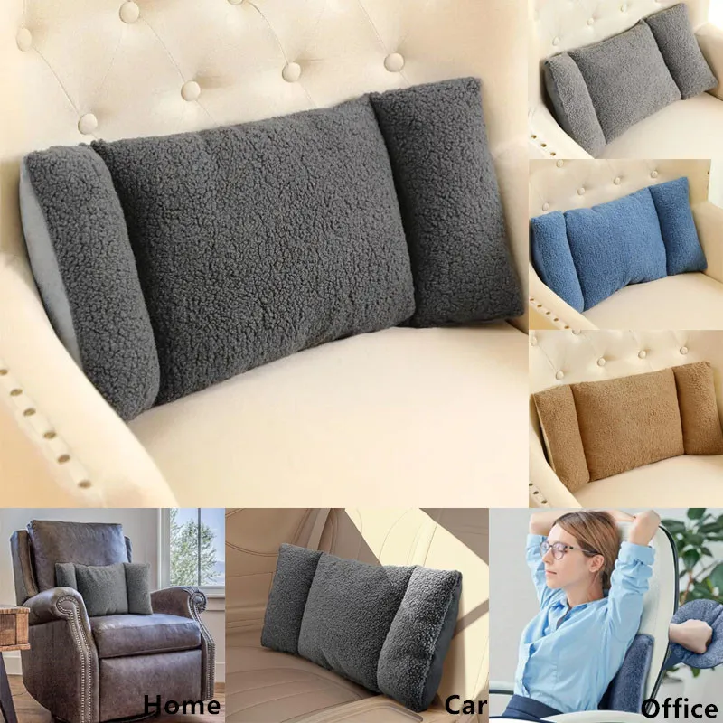 3-Segment-Fleece-Lendenkissen, ergonomisches Rückenstützkissen für Zuhause, Auto, Büro, bequemes multifunktionales Taillenkissen