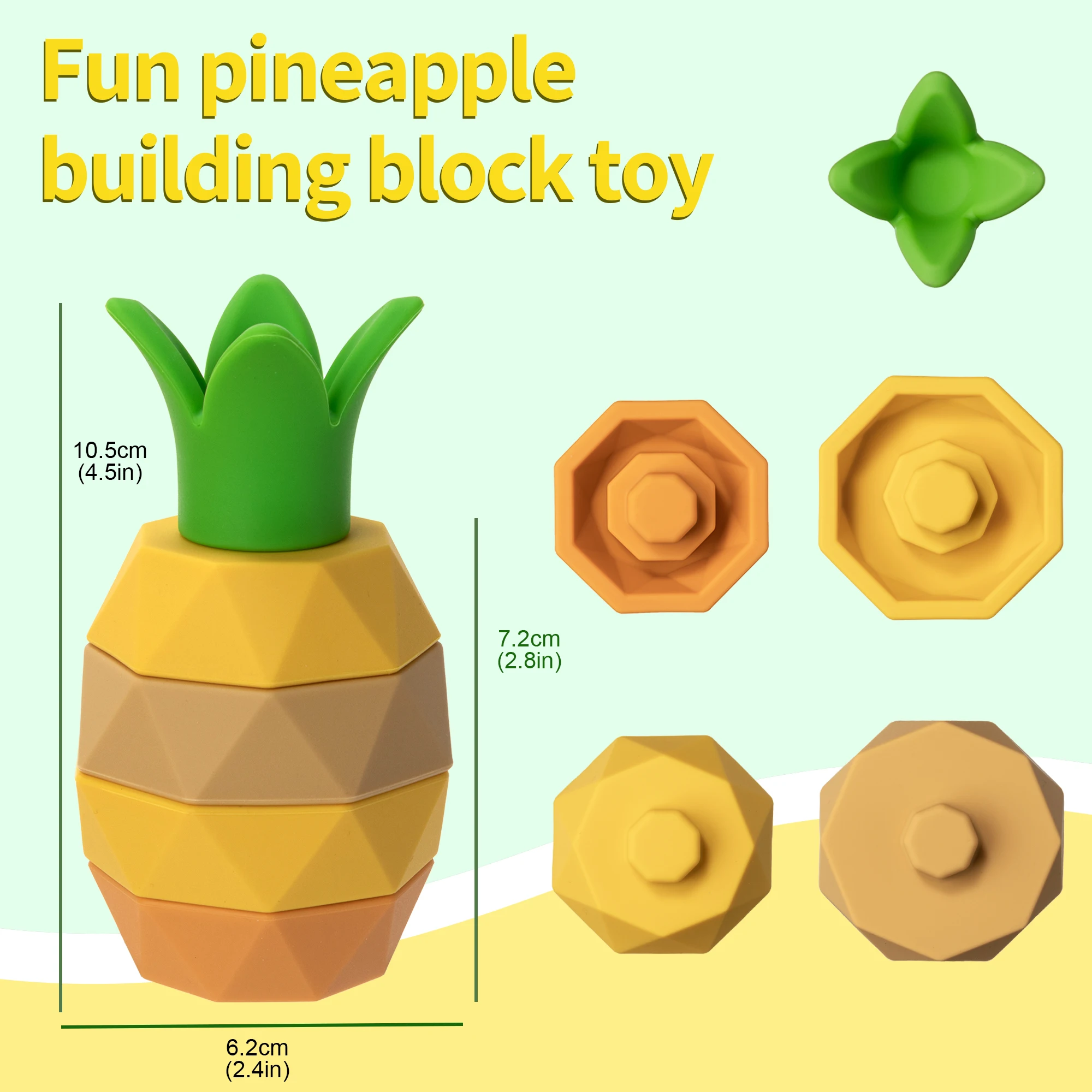 Cute and soft silicone layered fruit biting toy, BPA free, shape and color matching educational biting toy, Christmas gift