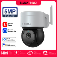 INQMEGA 5MP Tuya Outdoor PTZ Camera Ai Human Detect 1080P Security CCTV Camera Add Google home And Alexa Wifi IP Camera for Yard