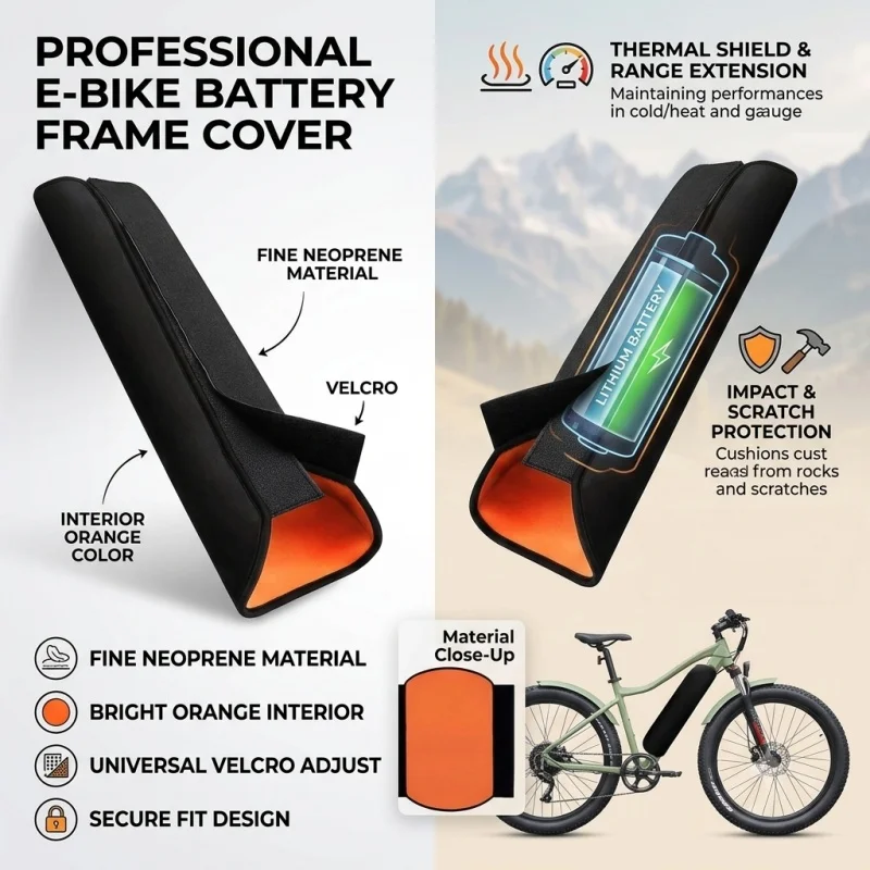 Electric Bicycle Battery Cover Dust-Proof Heat Protection Bag for E-Bike Batteries Essential Accessory for Bicycle Maintenance view 2