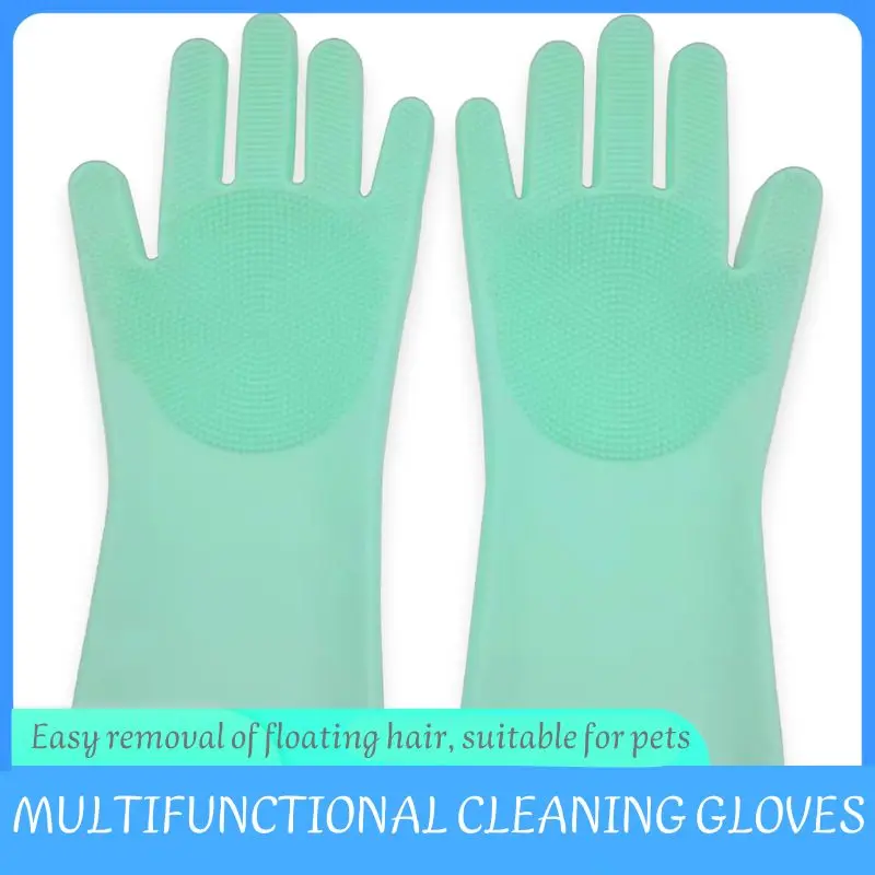 Luvas de limpeza 1 par magia reutilizável pet banho ferramentas de limpeza da cozinha do agregado familiar escova para detergente purificador escova de silicone mais