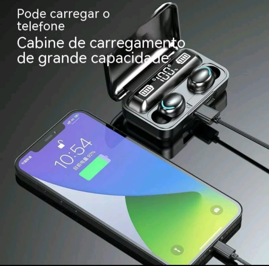 Fone De Ouvido Sem Fio F9 Bluetooth Tws surround estéreo 3d + POWERBANK