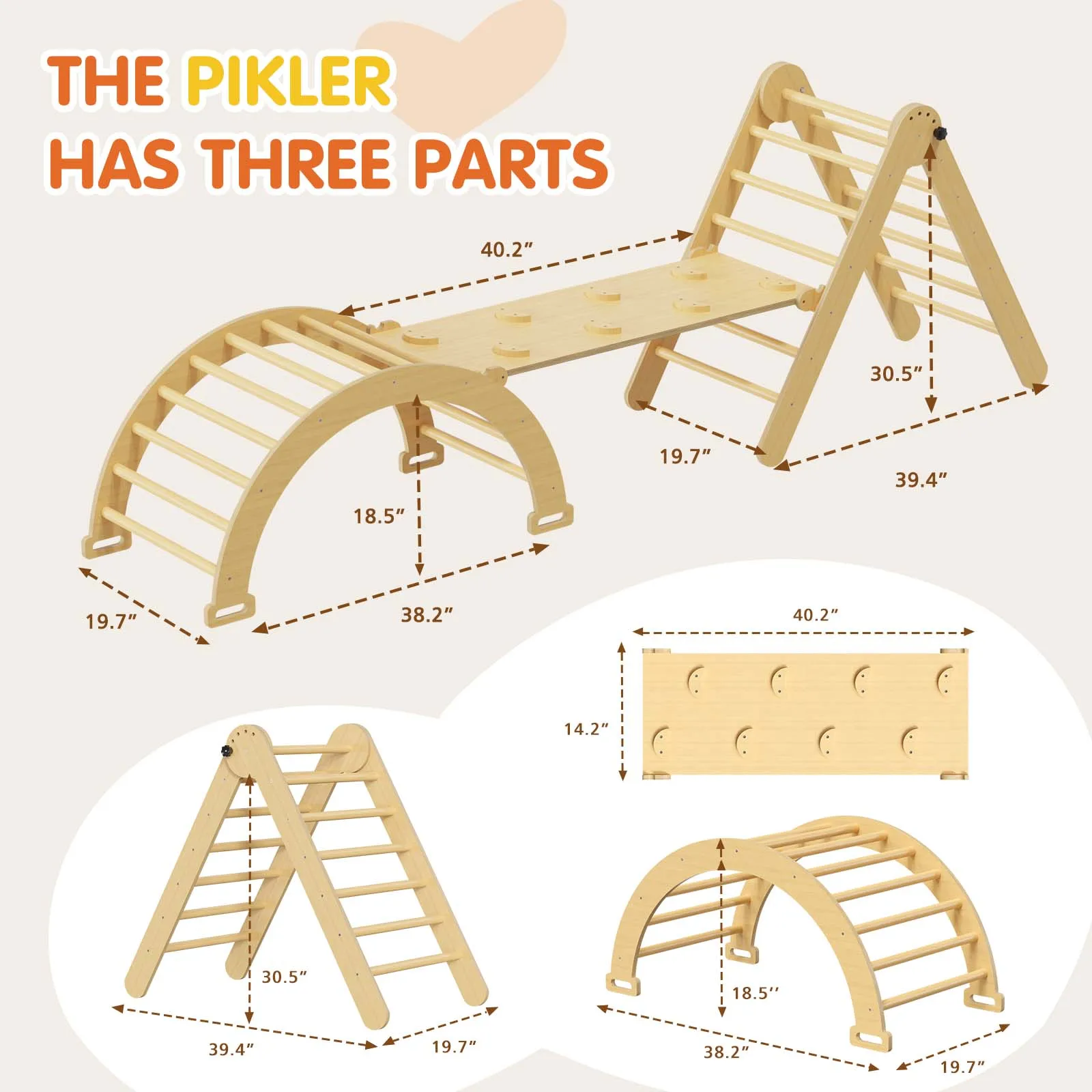 Треугольный набор Пиклер 5 в 1, натуральный