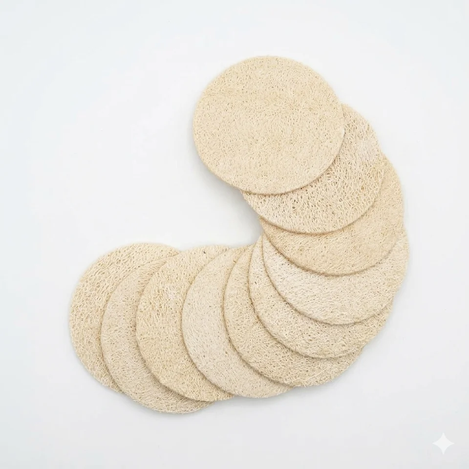 Natural Loofah Exfoliating Facial Pads 10-Pack