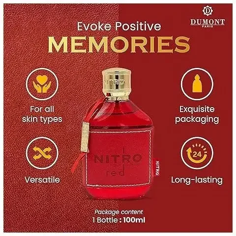 NITRO RED - 3,4 onças - Eau De Parfum - Perfume de luxo para homens - Frutas, amadeiradas, florais e fragrâncias masculinas - Longa duração