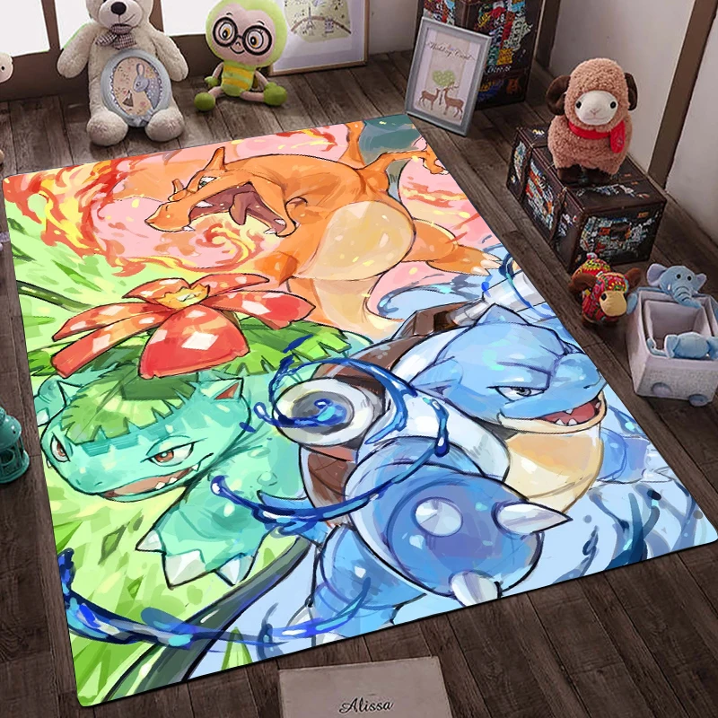 MINISO Cartoon Pokemon Cute Pikachu 3D Carpet Rug for Bedroom Living Room Home Sofa Decoration,kids Large Decor Floor Mat Gift