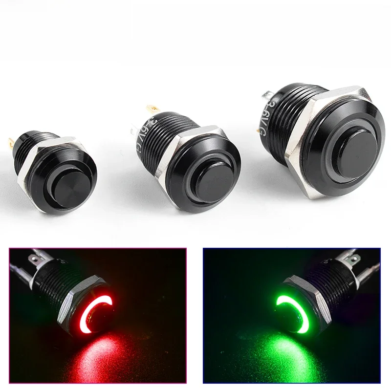 1NO Wasserdichter Metall-Drucktastenschalter mit hohem Kopf, LED-Licht, selbstsichernd/Reset,