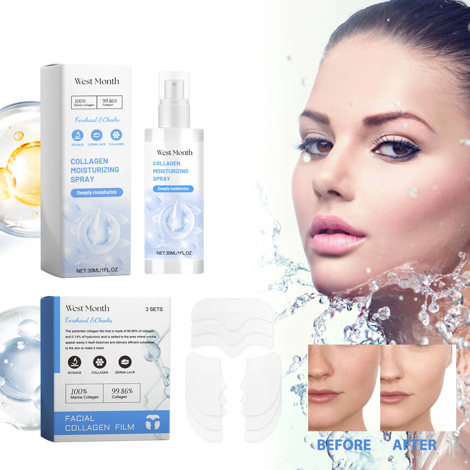 

30ml Collagen Anti Aging Facial Mask Spray Control Oil Remove Blackheads Shrink Pores Bright Repair Moisturize Water Facial Mask