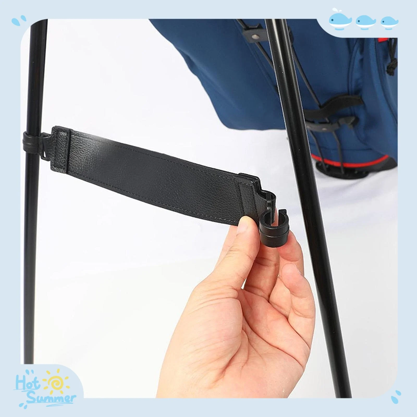 

Сумка для гольфа, ремень для ног, легкое оборудование для гольфа, многоразовая искусственная кожа, регулируемая сумка для гольфа, ремень для стабилизации ног (черный)