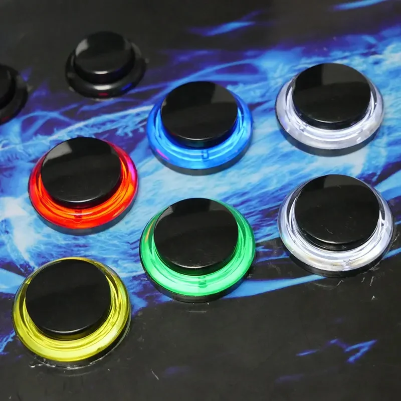Bouton d'arcade 5 couleurs lumière LED 33mm micro-interrupteur Snap rond réinitialiser couvercle noir momentané pour pièces de jeu Pandora
