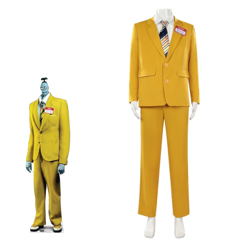 

Beetle juice 2 Bob Yellow Suit Cosplay Beetlejuice Costume Men's Office Uniform Halloween Roleplay Outfit